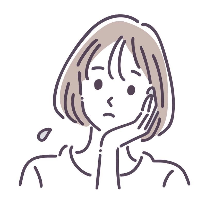 悩んでいる女性のイラスト